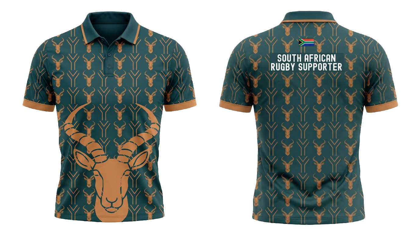 SA Rugby Supporter Golf Shirt front and back